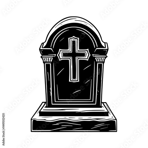 Obraz na płótnie hand drawn illustration of tombstone isolated on white background. w salonie