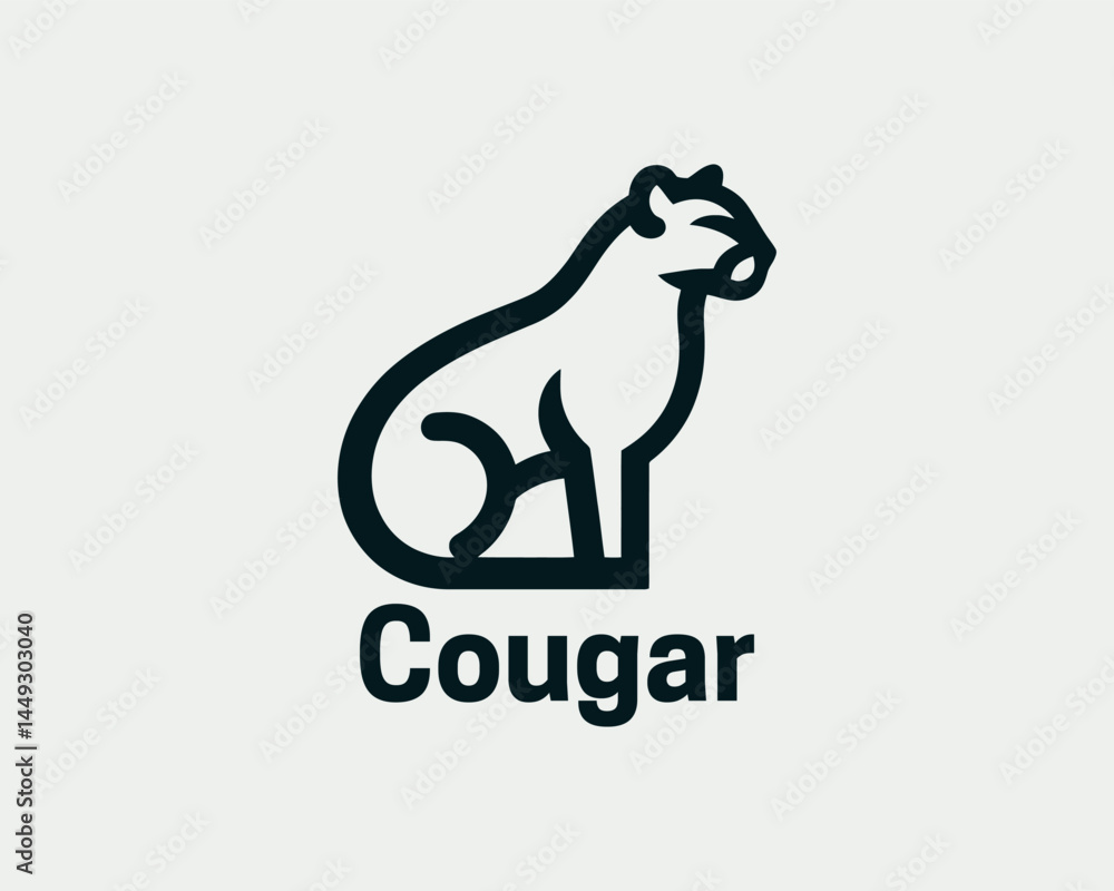 Fototapeta premium Clean Cougar Line Art Logo Design