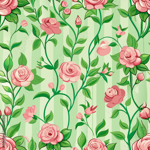 Colourful vintage flower art seamless pattern