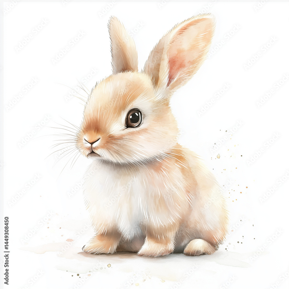 Obraz premium Cute watercolor cartoon Easter bunny