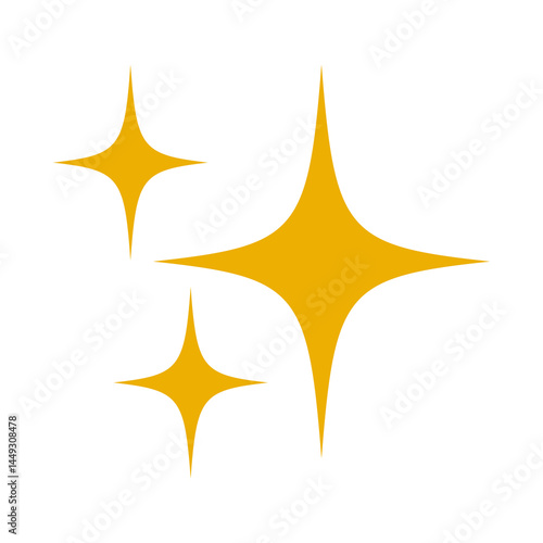 Quadro su tela Sparkles emoji icon, shiny flashes of three cluster star yellow vector