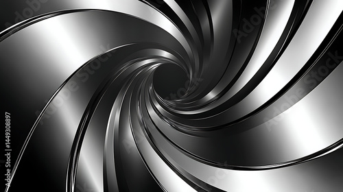 A spiral of silver and black with a black center