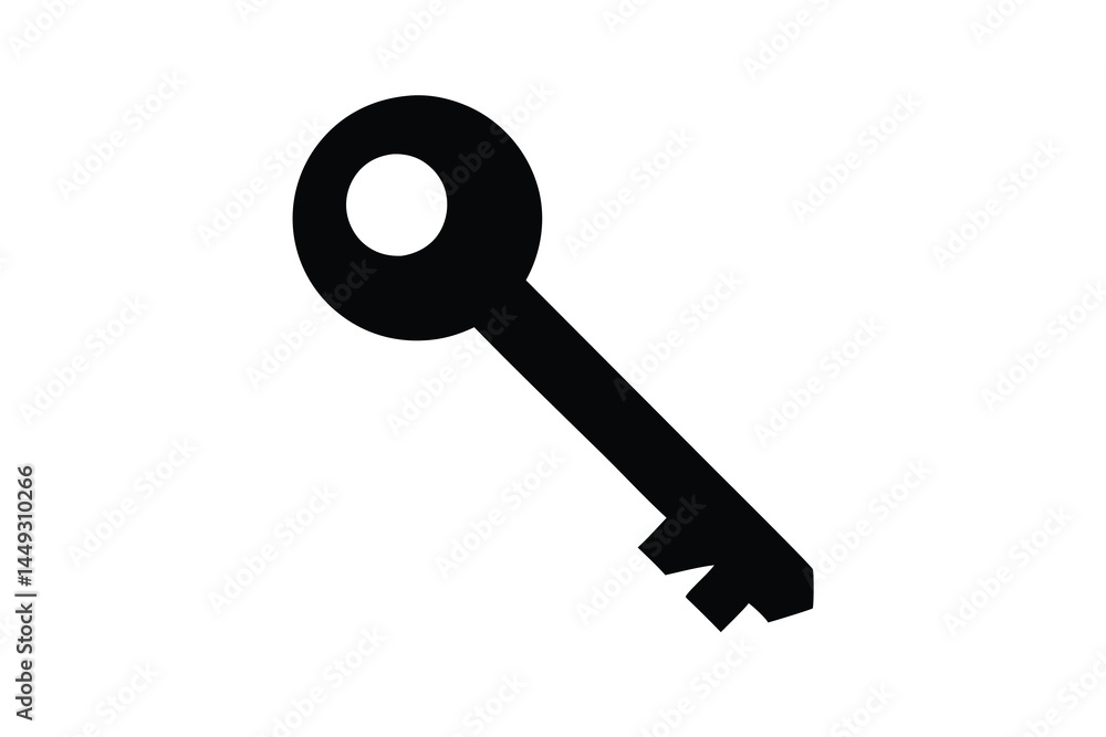 Simple Black Key Icon Isolated on White Background Simple Black Key Icon Isolated on White Background