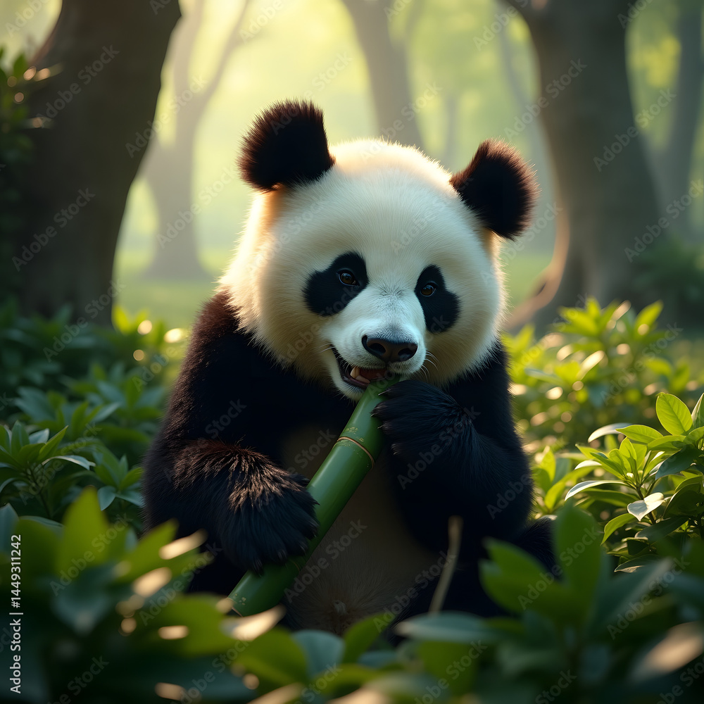 panda eating bamboo panda eating bamboo