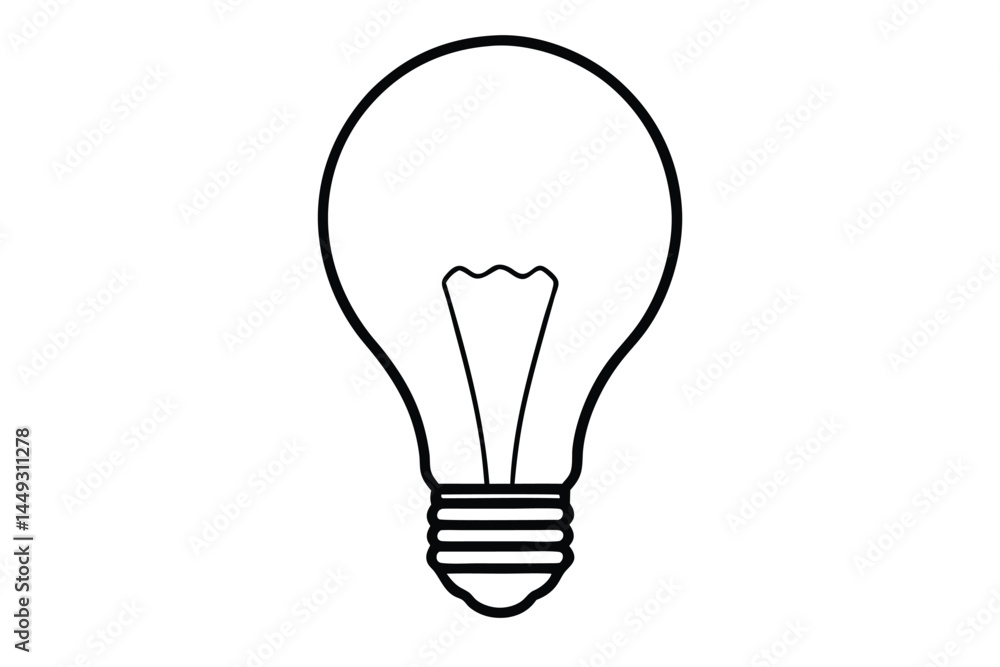 Simple Line Drawing of a Classic Light Bulb Simple Line Drawing of a Classic Light Bulb