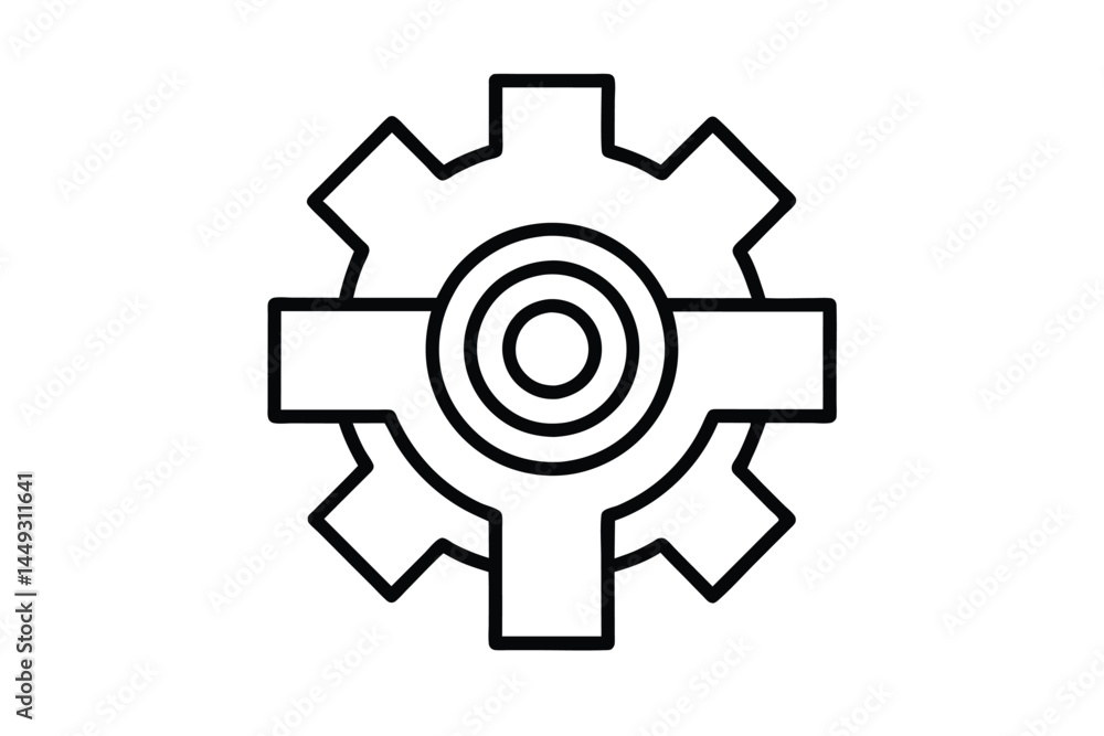 Simple Black and White Gear Icon for Design Assets Simple Black and White Gear Icon for Design Assets