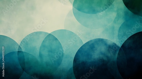 Abstract Teal and Beige Overlapping Circles Background