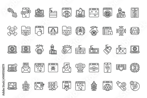 Cybercrime icons a digital threat landscape