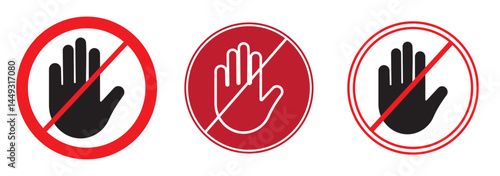 Set of Stop street icon collection. Traffic sign to notify drivers and provide safe and orderly street operation. Vector flat style illustration isolated on white background. Red stop sign.