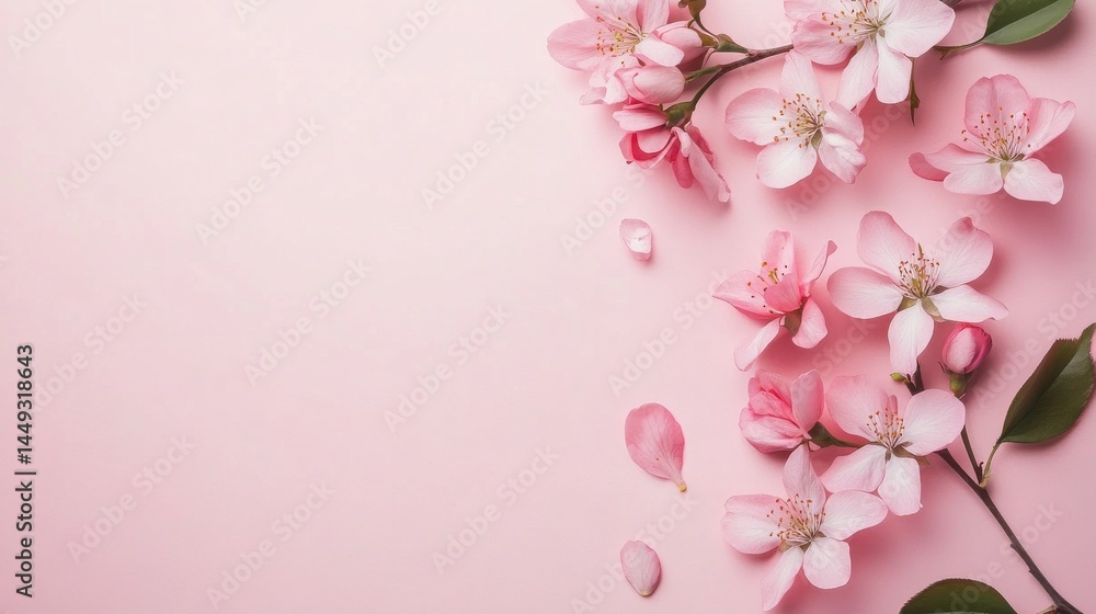 A floral arrangement with pink, red, and white flowers and green leaves on a pink background. A floral arrangement with pink, red, and white flowers and green leaves on a pink background.