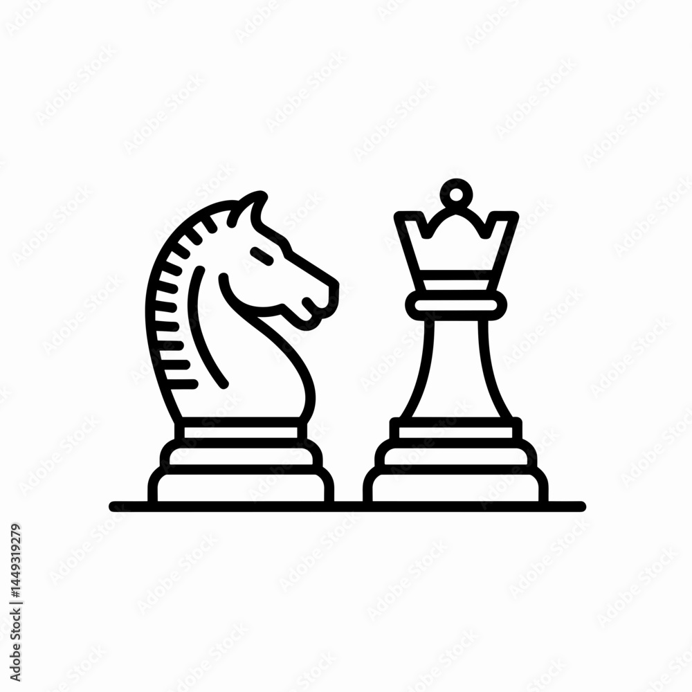 Outline Icon of Chess Pieces on Board – Knight and Rook Outline Icon of Chess Pieces on Board – Knight and Rook