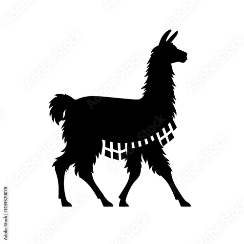 Llama in traditional blanket silhouette