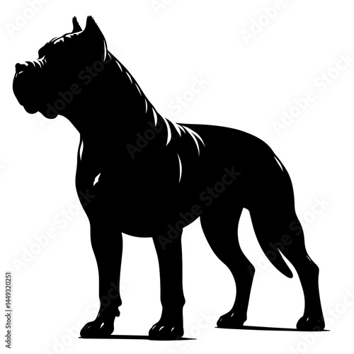 Guard dog standing alert silhouette