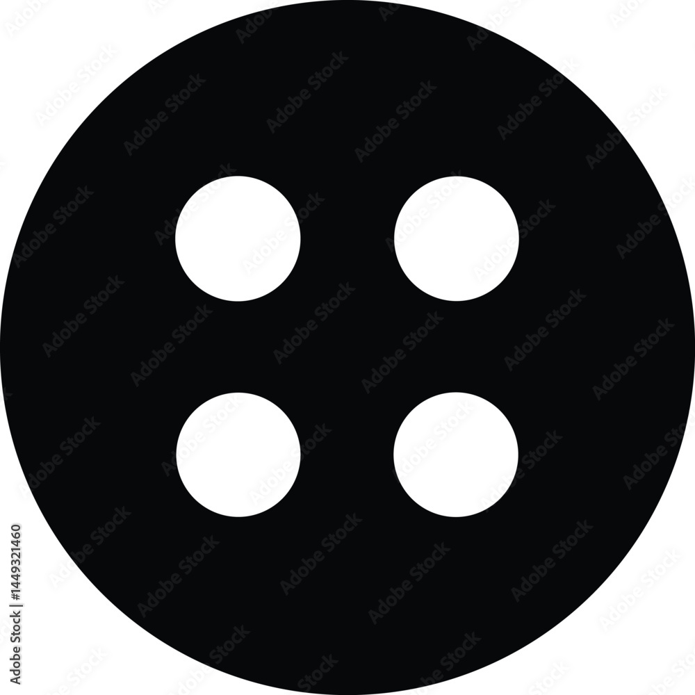 Obraz premium Black round button with four small white circles shows simplicity and elegance