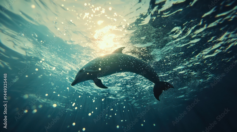 Fototapeta premium Dolphin leaping underwater