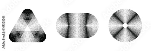The realms of geometry, triangle, capsule and round, shapes in an abstract grunge grainy texture, abstract vector illustration.