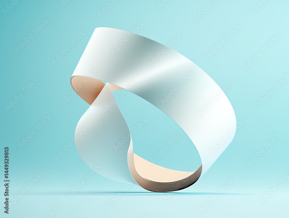 A roll of tape unwinding into abstract spirals midair