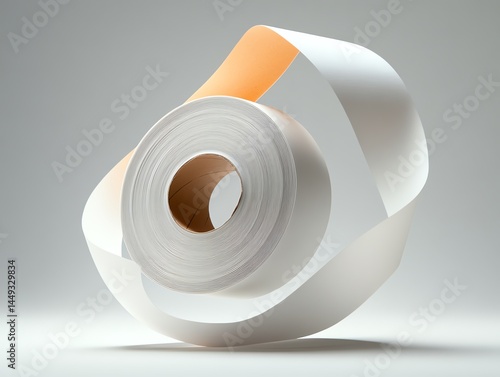 Obraz na płótnie A roll of tape unwinding into abstract spirals midair w salonie