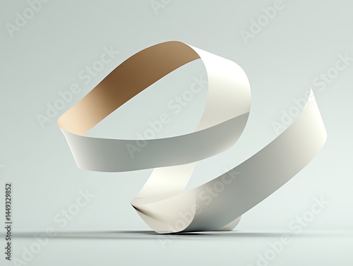 A roll of tape unwinding into abstract spirals midair