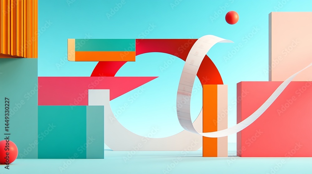 A surreal scene of tape forming bridges between floating objects