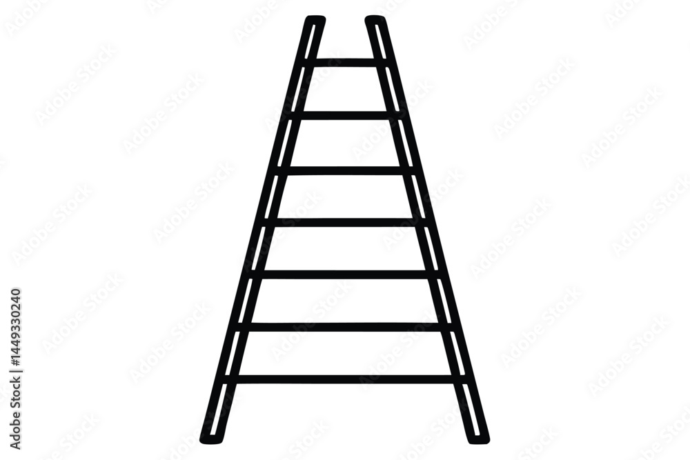 Simple black and white illustration of a ladder. Simple black and white illustration of a ladder.
