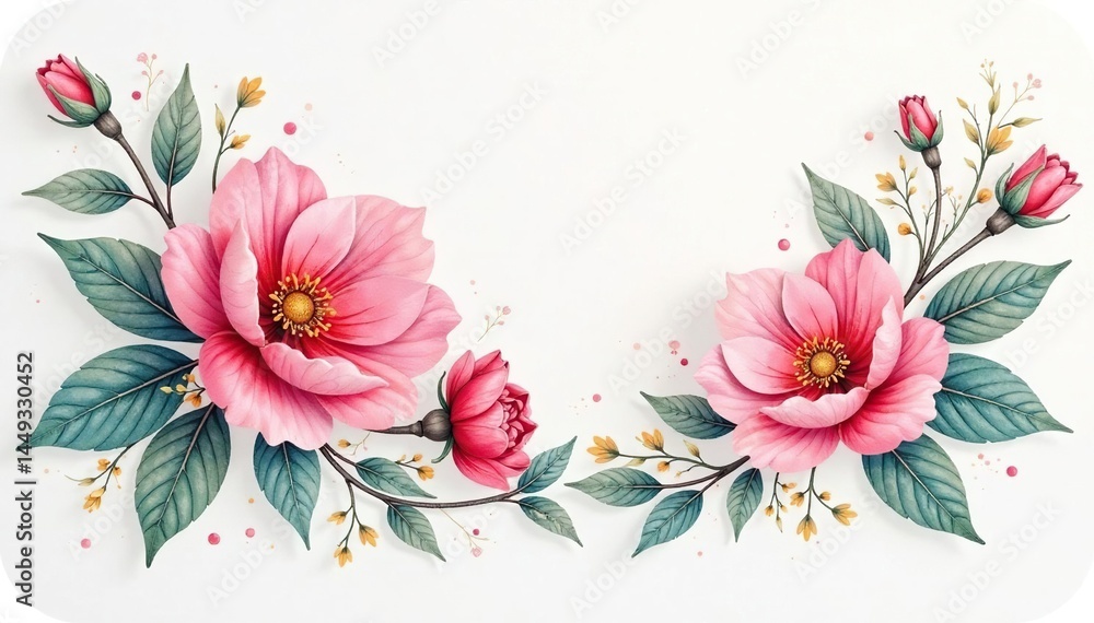 Fototapeta premium Soft watercolor floral design, continuous loop , floral pattern, seamless floral