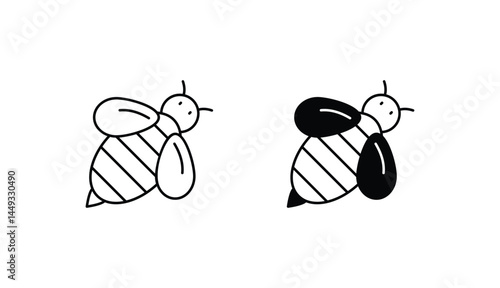 Bee icon design with white background stock illustration