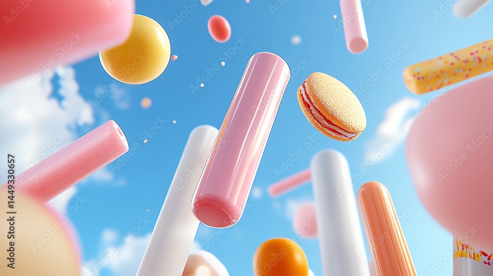 A whimsical world where tape connects floating islands of candy