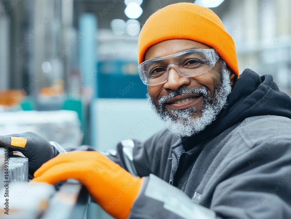 A worker wrapping safety tape around an industrial machine