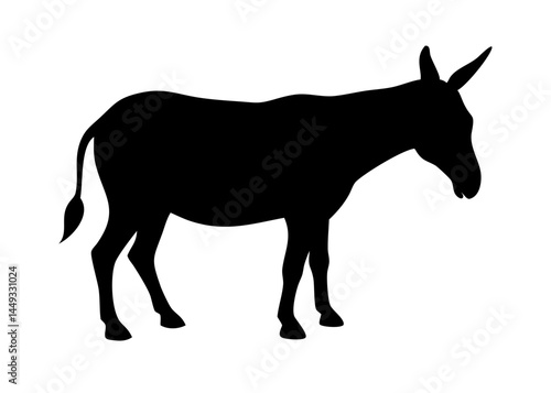 donkey silhouette on transparent background for web and graphic design
