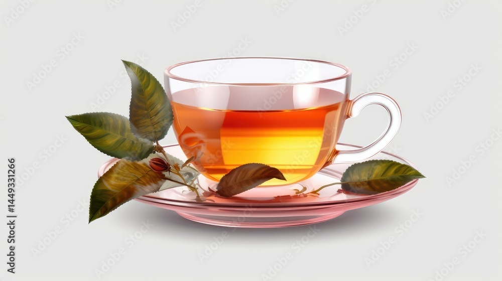 Refreshing Herbal Tea in a Glass Cup on white background with tea day Concept
Refreshing Herbal Tea in a Glass Cup on white background with tea day Concept