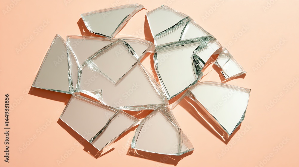 Clear tape holding pieces of a shattered mirror together