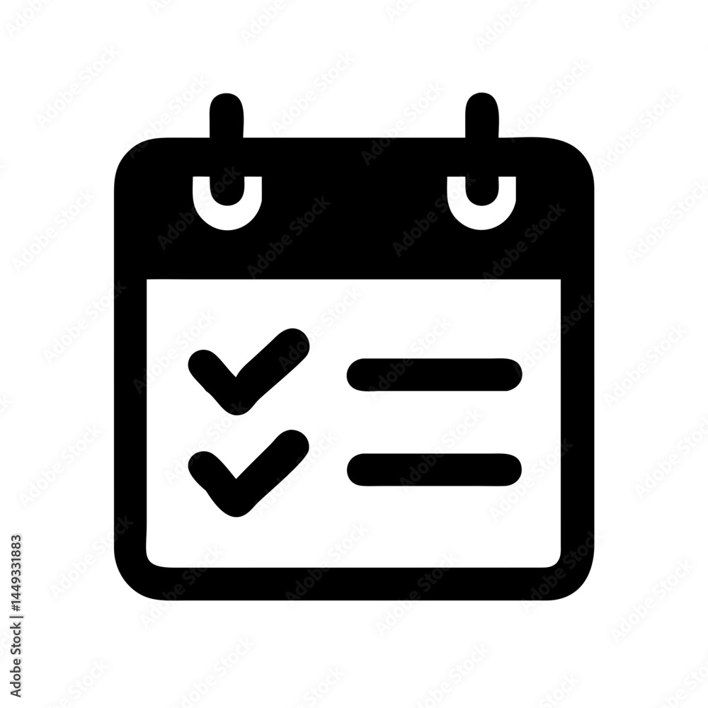 calendar with checkmarks wellness planning silhouette on transparent background for web and graphic design calendar with checkmarks wellness planning silhouette on transparent background for web and graphic design