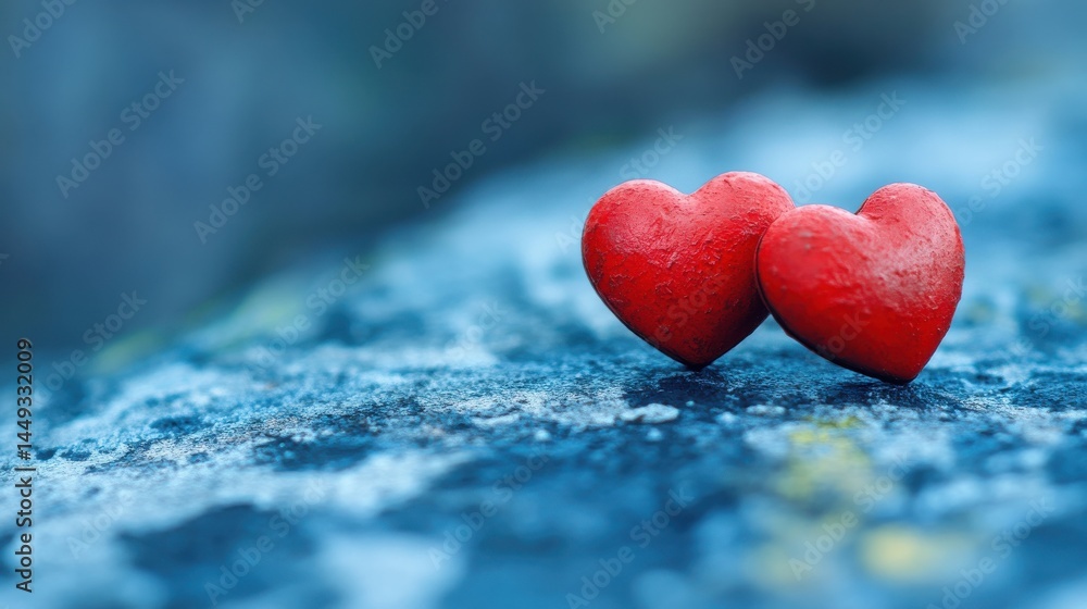 Fototapeta premium A background with red hearts and bokeh lights.