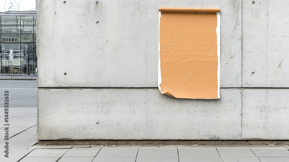 Doublesided tape holding up a poster on a textured wall