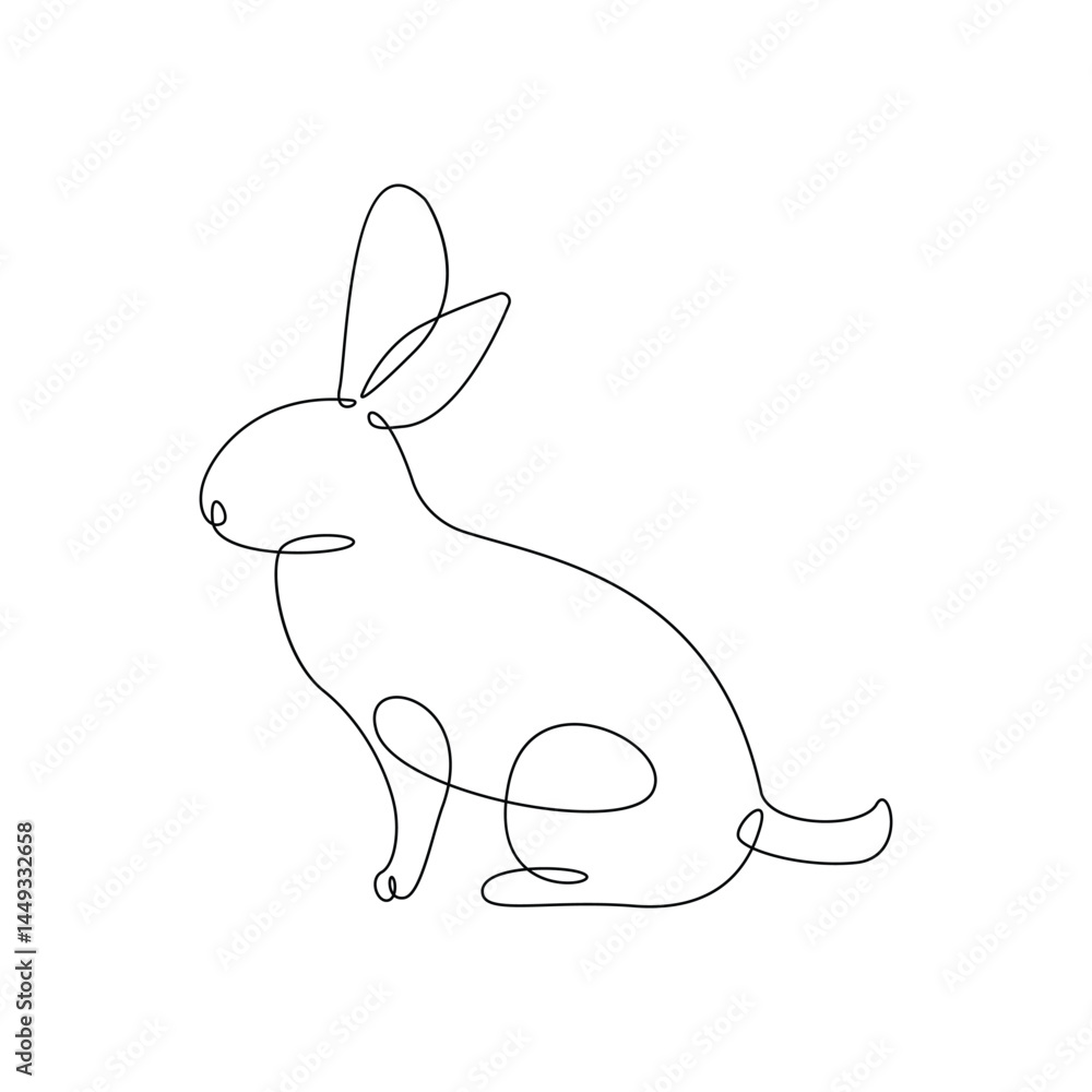 Rabbit animal one line drawing art outline pro vector illustration and minimalistic Rabbit animal one line drawing art outline pro vector illustration and minimalistic