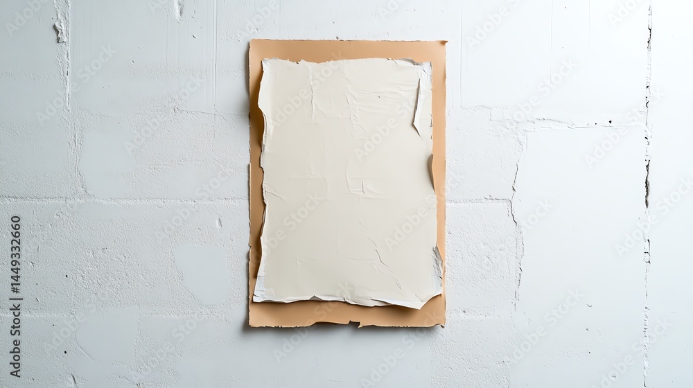 Doublesided tape holding up a poster on a textured wall