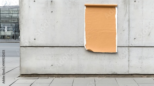 Obraz na płótnie Doublesided tape holding up a poster on a textured wall w salonie