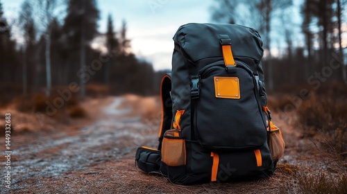 Duct tape patches on an old backpack in an outdoor adventure scene
