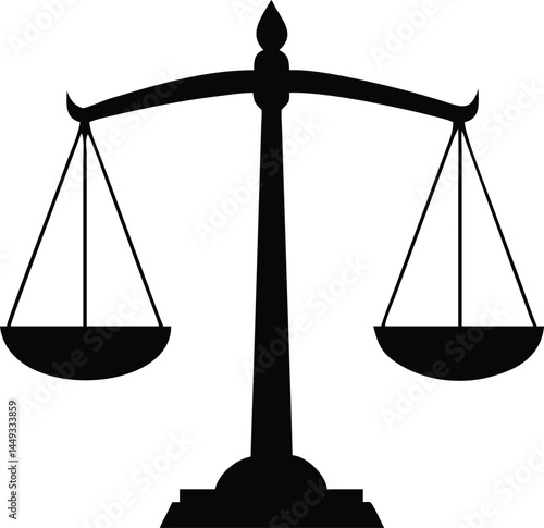 Scales of justice shows a balanced weight distribution in simple black silhouette
