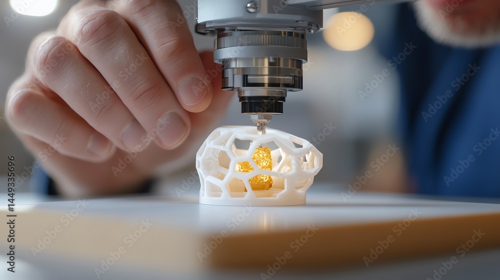 Tape being used to create smooth transitions in a 3Dprinted object