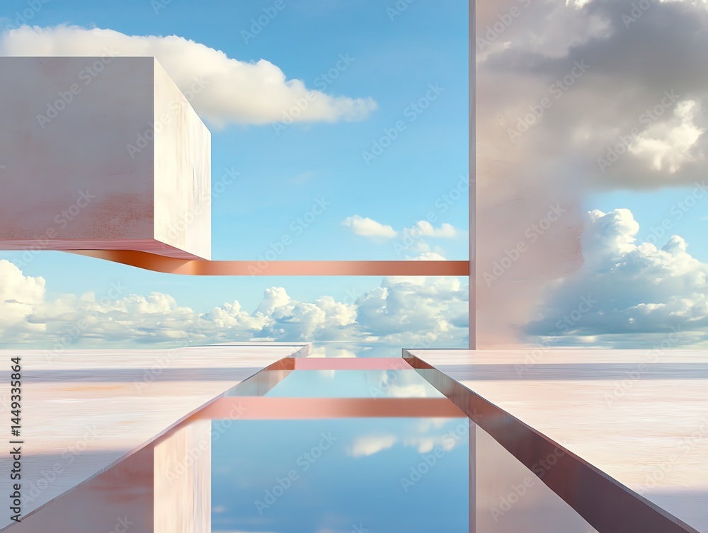 Tape bridging two floating islands in a dreamy sky