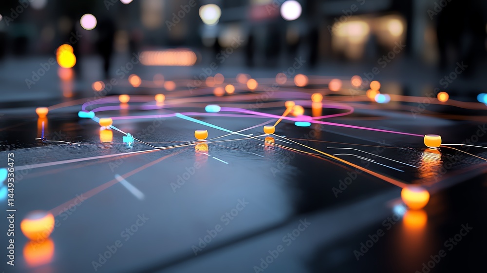 Tape forming shimmering pathways on an enchanted map