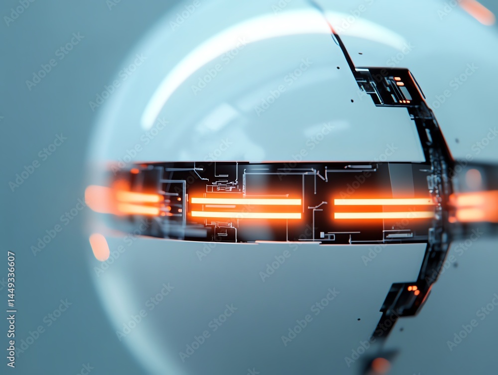 Tape glowing faintly as it seals cracks on a floating cybernetic orb
