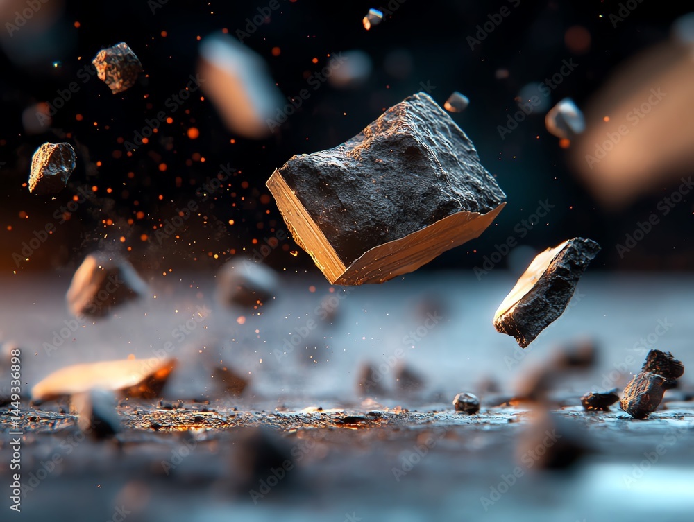 Tape securing fragments of a shattered asteroid in deep space