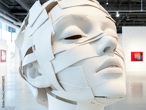 Obraz na płótnie Tape sculpted into the shape of a human face in an eerie gallery w salonie