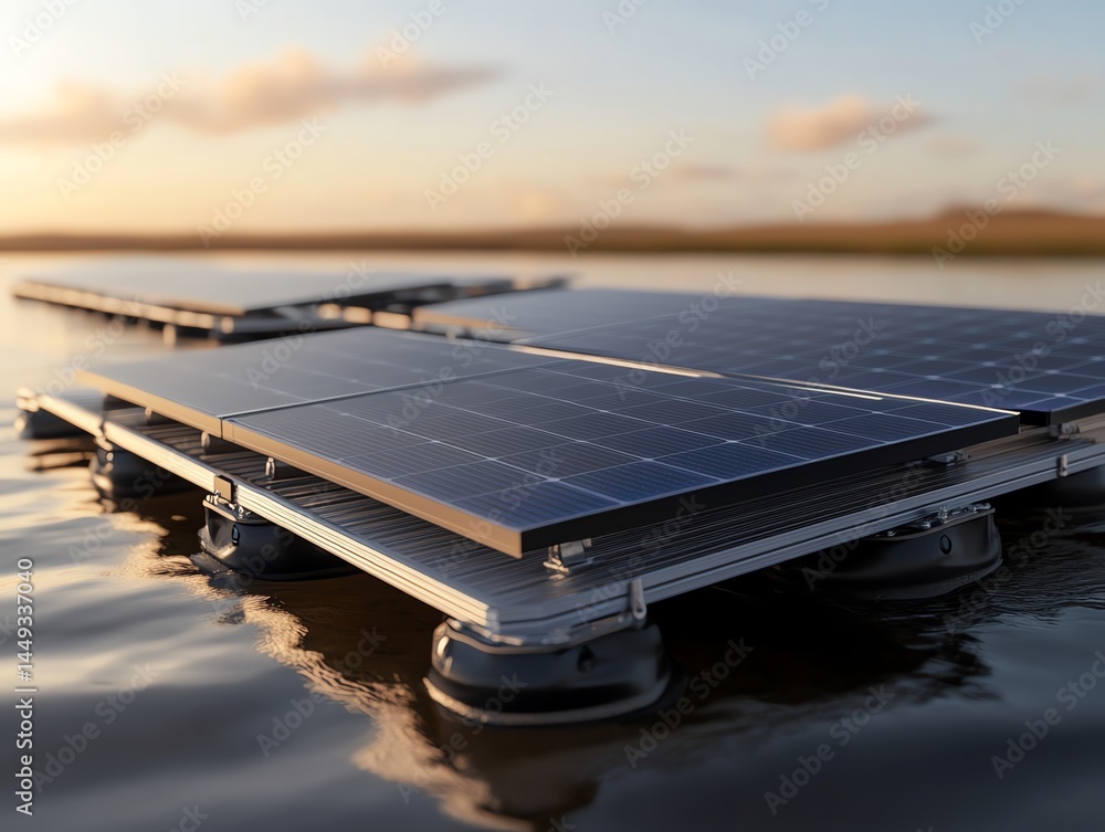 Tape securing solar panels on a floating ecoisland