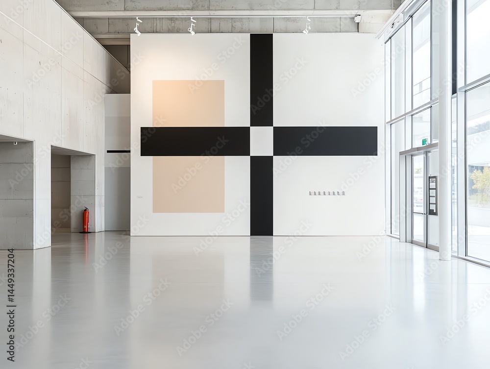 Tape strips intersecting to create a minimalist grid art installation