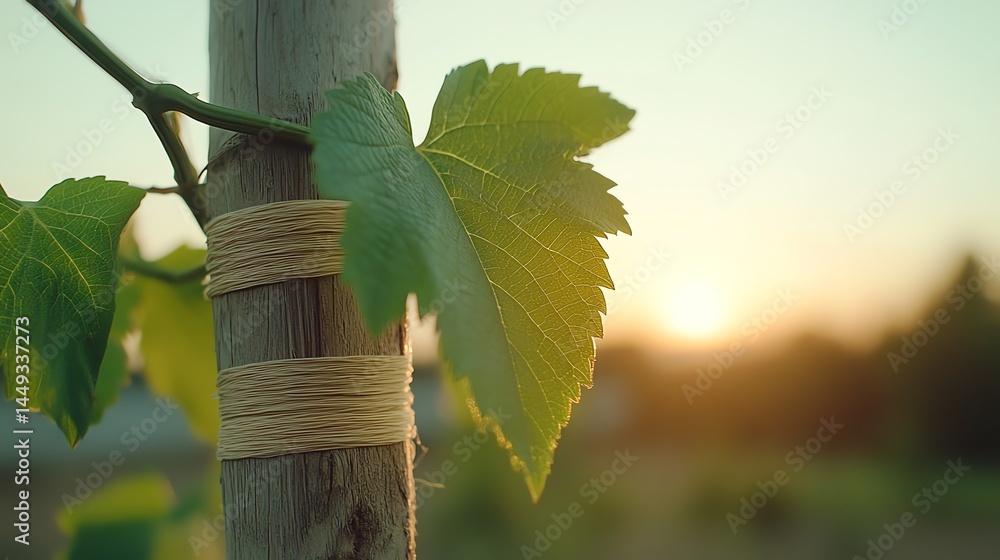 Vines entangled with tape in a hybrid naturaltech installation