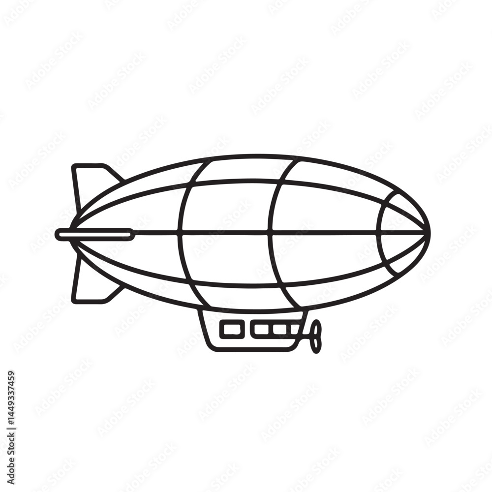 Obraz premium Zeppelin Line Art – Airship Vector Illustration in Minimal Style